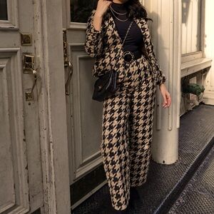 Houndstooth Pant Suit Set - 2 Piece